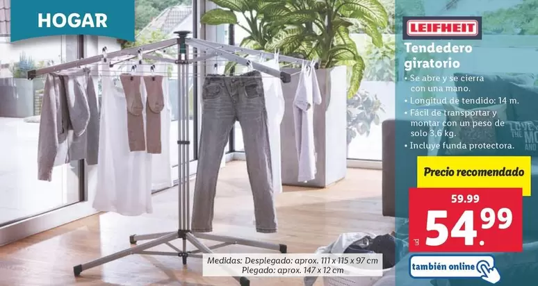 Oferta de Leifheit - Tendedero Giratorio por 54,99€ en Lidl