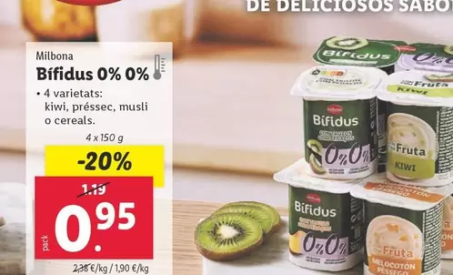 Oferta de Milbona - Bifidus 0% por 0,95€ en Lidl