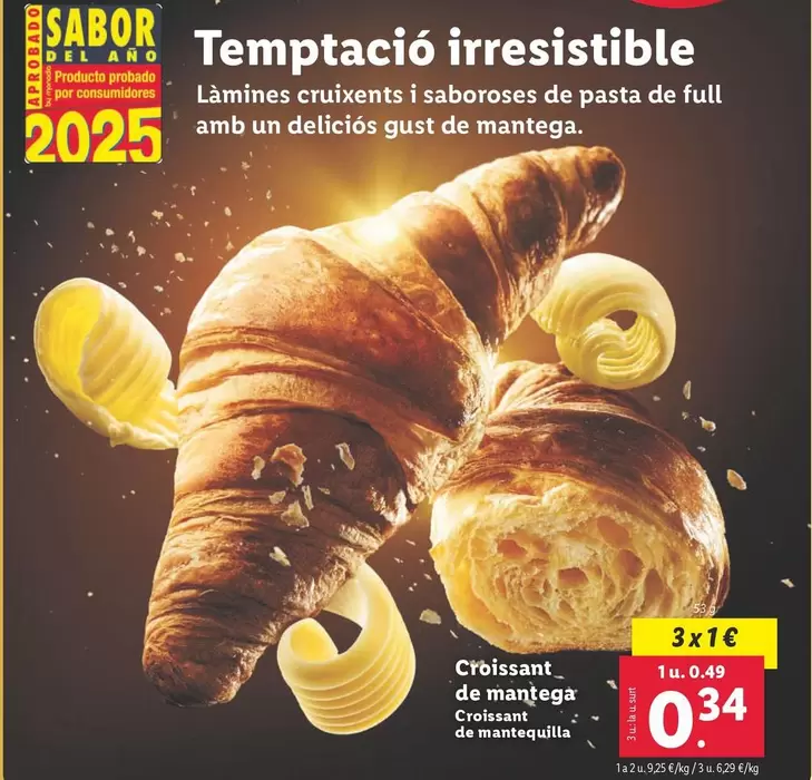 Oferta de Croissant De Mantequilla por 0,49€ en Lidl