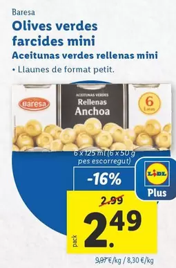Oferta de Baresa - Aceitunas Verdes Rellenas Mini por 2,49€ en Lidl