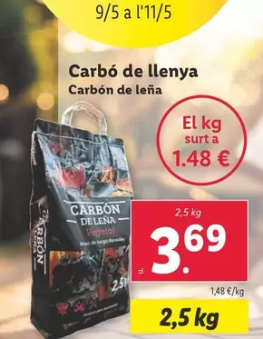 Oferta de Carbón De Leña por 3,69€ en Lidl