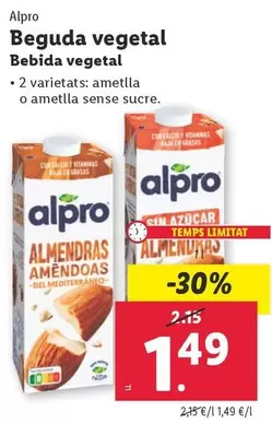 Oferta de Alpro - Bebida Vegetal por 1,49€ en Lidl