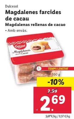 Oferta de Dulcesol - Magdalenas Rellenas De Cacao por 2,69€ en Lidl