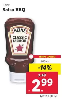 Oferta de Heinz - Salsa BBQ por 2,99€ en Lidl
