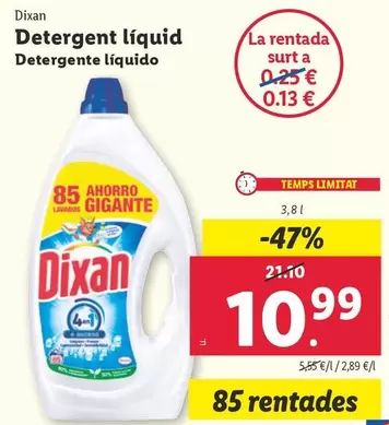Oferta de Dixan - Detergente Liquido por 10,99€ en Lidl