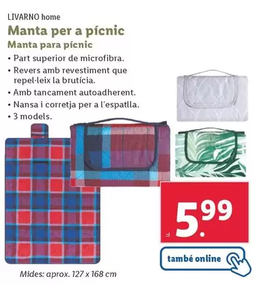 Oferta de Livarno Home - Manta Para Pícnic por 5,99€ en Lidl