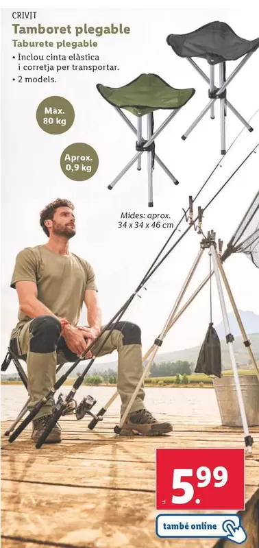Oferta de Crivit - Taburete Plegable por 5,99€ en Lidl