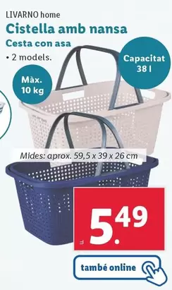 Oferta de Livarno Home - Cesta Con Asa por 5,49€ en Lidl