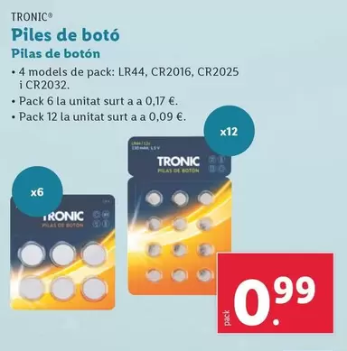 Oferta de Tronic - Pilas De Botón  por 0,99€ en Lidl