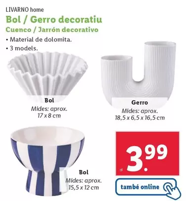 Oferta de Livarno Home - Cuenco/Jarrón Decorativo por 3,99€ en Lidl