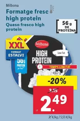 Oferta de Milbona - Queso Fresco High Protein por 2,49€ en Lidl