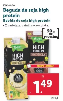 Oferta de Vemondo - Bebida De Soja High Protein por 1,49€ en Lidl