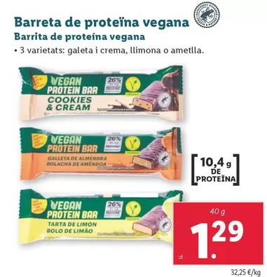 Oferta de Barrita De Proteína Vegana por 1,29€ en Lidl