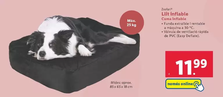 Oferta de Zoofari - Cama Inflable por 11,99€ en Lidl