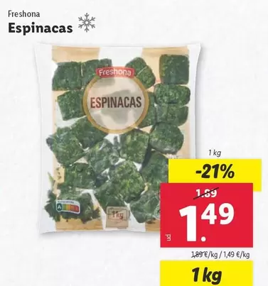 Oferta de Freshona - Espinacas  por 1,49€ en Lidl