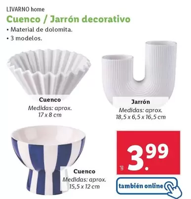 Oferta de Livarno - Cuenco / Jarron Decorativo por 3,99€ en Lidl