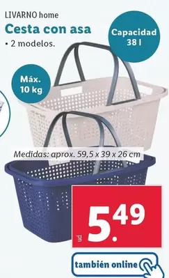 Oferta de Livarno Home - Cesta Con Asa por 5,49€ en Lidl