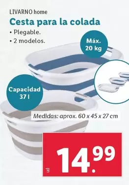 Oferta de Livarno Home - Cesta Para La Colada por 14,99€ en Lidl