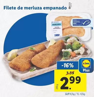 Oferta de Filete De Merluza Empanado por 2,99€ en Lidl