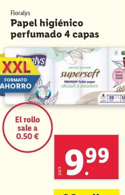 Oferta de Floralys - Papel Higiénico Perfumado 4 Capas por 9,99€ en Lidl