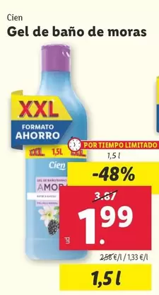 Oferta de Cien - Gel De Bano De Moras por 1,99€ en Lidl