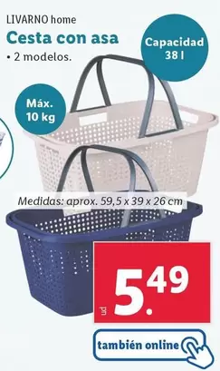 Oferta de Livarno Home - Cesta Con Asa por 5,49€ en Lidl