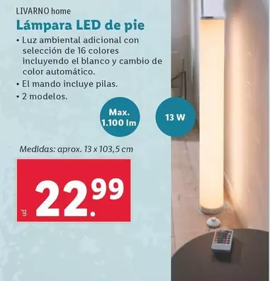 Oferta de Livarno Home - Lámpara LED De Pie por 22,99€ en Lidl