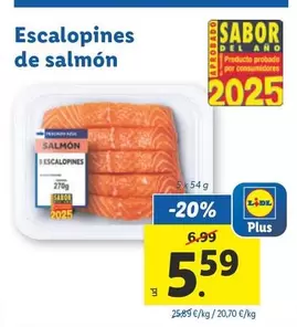 Oferta de Escalopines De Salmon por 5,59€ en Lidl