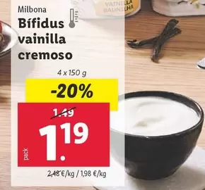 Oferta de Milbona - Bifidus Vainilla Cremoso por 1,19€ en Lidl