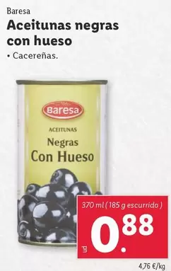 Oferta de Baresa - Aceitunas Negras Con Hueso por 0,88€ en Lidl