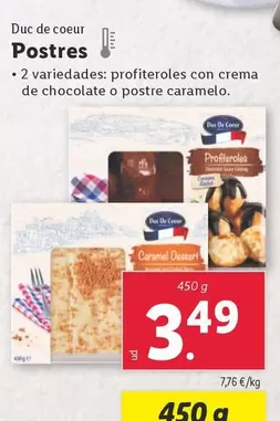Oferta de Duc De Coeur - Postres por 3,49€ en Lidl