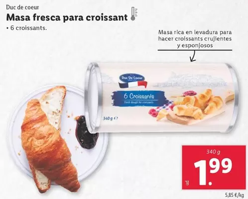 Oferta de Duc De Coeur - Masa Fresca Para Croissant por 1,99€ en Lidl