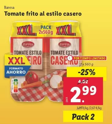 Oferta de Baresa - Tomate Frito Al Estilo Casero por 2,99€ en Lidl