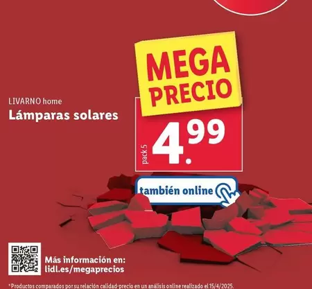 Oferta de Livarno Home - Lámparas Solares por 4,99€ en Lidl