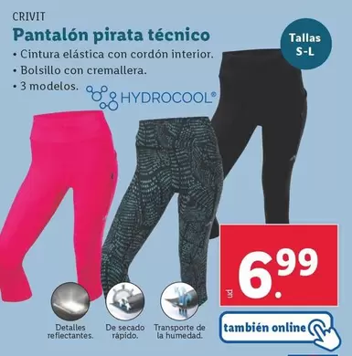 Oferta de Crivit - Pantalón Pirata Técnico por 6,99€ en Lidl