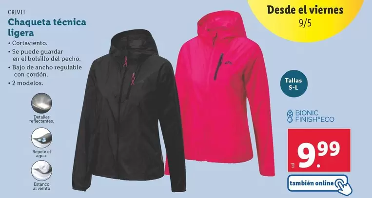 Oferta de Crivit - Chaqueta Tecnica Ligera por 9,99€ en Lidl
