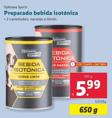 Oferta de Optisana Sports  - Preparado Bebida Isotónica por 5,99€ en Lidl