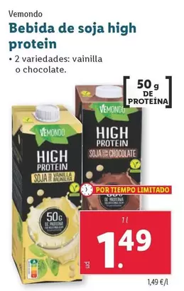 Oferta de Vemondo - Bebida De Soja High Protein por 1,49€ en Lidl