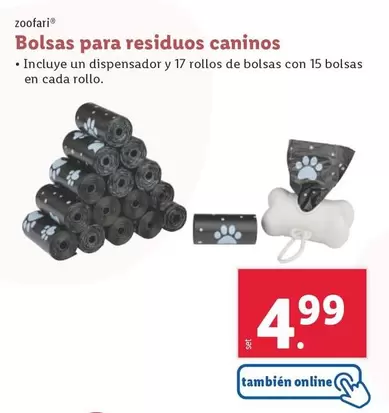 Oferta de Zoofari - Bolsas Para Residuos Caninos por 4,99€ en Lidl