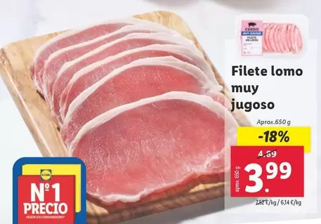 Oferta de Filete Lomo Muy Jugoso por 3,99€ en Lidl