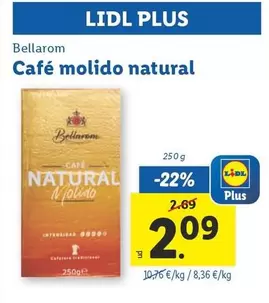 Oferta de Bellarom - Café Molido Natural por 2,09€ en Lidl