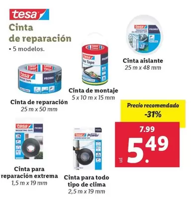 Oferta de Tesa - Cinta De Reparación por 5,49€ en Lidl