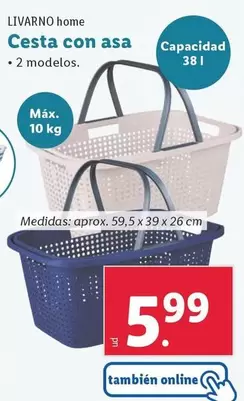 Oferta de Livarno Home - Cesta Con Asa por 5,99€ en Lidl