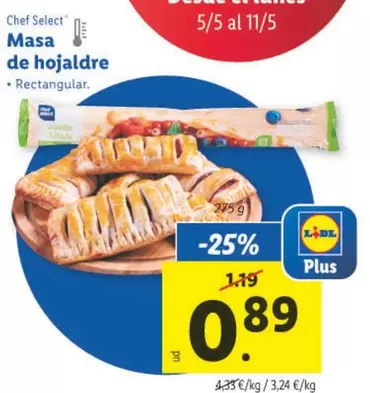 Oferta de Chef Select - Masa De Hojaldre por 0,89€ en Lidl