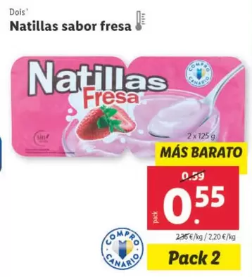 Oferta de Dois - Natillas Sabor Fresa por 0,55€ en Lidl