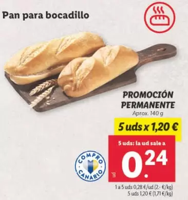 Oferta de Pan Para Bocadillo por 0,28€ en Lidl