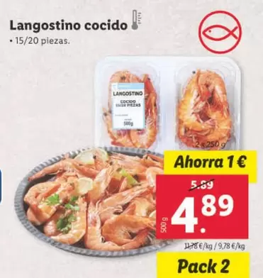 Oferta de Langostino Cocido por 4,89€ en Lidl