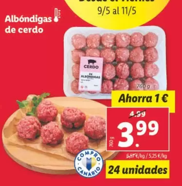 Oferta de Albondigas De Cerdo por 3,99€ en Lidl