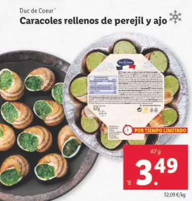 Oferta de Duc De Coeur - Caracoles Rellenos De Perejil Y Ajo por 3,49€ en Lidl