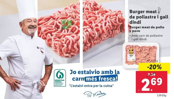 Oferta de Burger Meat De Pollo Y Pavo por 2,69€ en Lidl